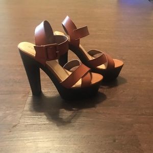 Wedged High Heels-Brown size 11